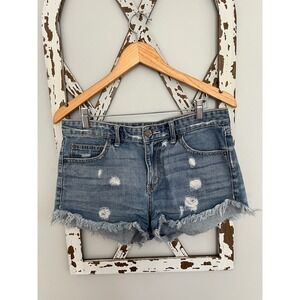 Free People women's size 28 distressed raw hem‎ cutoff denim jean shorts.